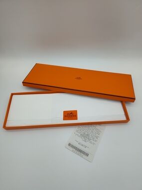 HERMÈS Paris Long Gift Box w Tissue Receipt Sleeve UV Verified Packaging 15in